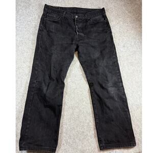 Levis 501 Jeans Mens 36x32 Black Denim Button Fly Straight Leg Streetwear Goth